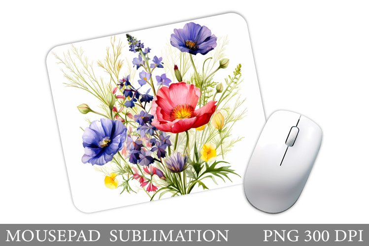 Wildflowers Mouse Pad Sublimation. Flowers Mouse Pad Design