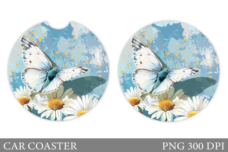 Butterfly Car Coaster. Flowers Car Coaster Sublimation