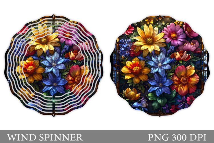 Flowers Wind Spinner Design. Flowers Wind Spinner Template example image 1