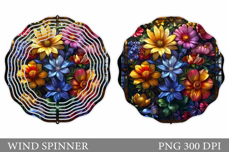Flowers Wind Spinner Design. Flowers Wind Spinner Template