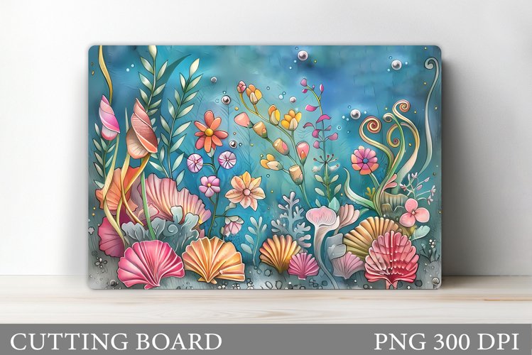 Sea Cutting Board. Seashell Kitchen Cutting Board example image 1