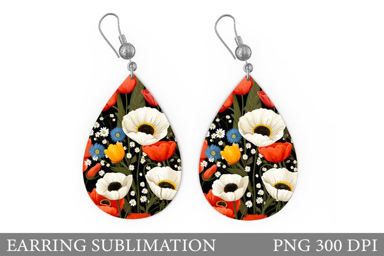 Flowers Earring Design. 3D Flowers Earring Sublimation example image 1
