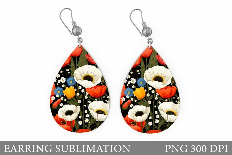 Flowers Earring Design. 3D Flowers Earring Sublimation