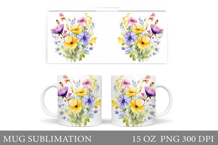 Flowers Mug Sublimation. Wildflowers Mug Design example image 1