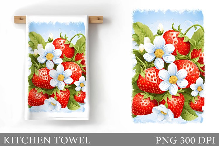 Strawberry Kitchen Towel. Berries Kitchen Towel Design