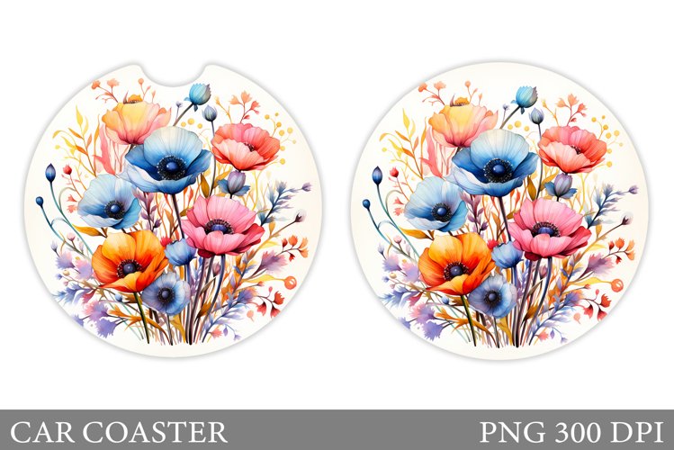 Wildflowers Car Coaster Sublimation. Flowers Car Coaster