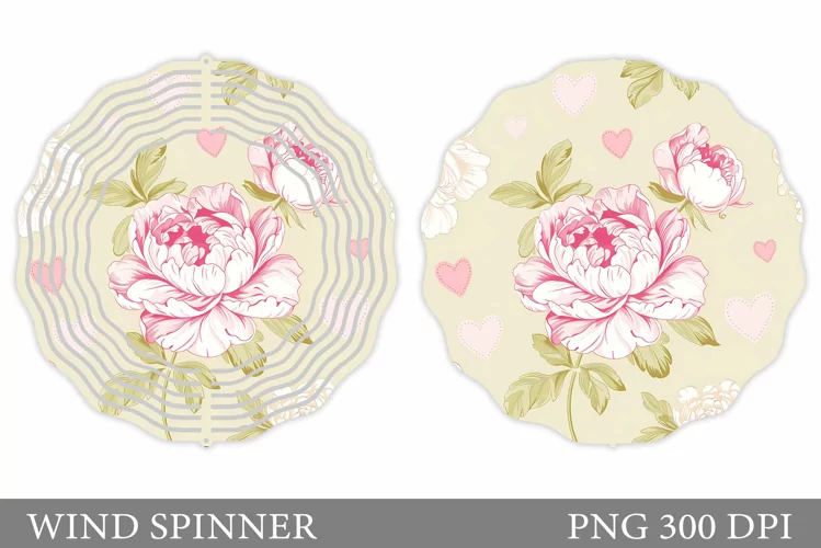 Flowers Wind Spinner Design. Peonies Wind Spinner