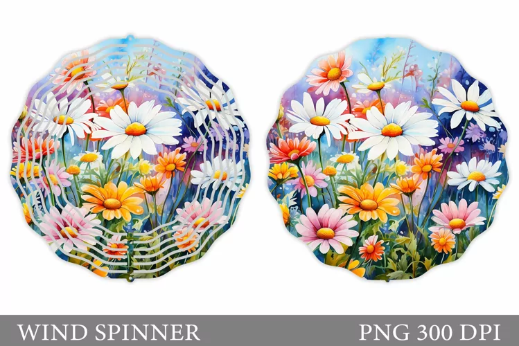 Flowers Wind Spinner. Daisy Wind Spinner Sublimation