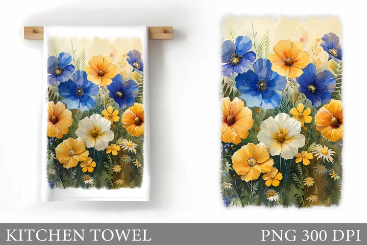 Flowers Kitchen Towel. Summer Kitchen Towel Sublimation