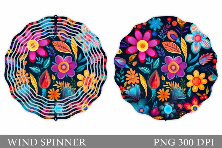 Neon Flowers Wind Spinner. Flowers Wind Spinner Design