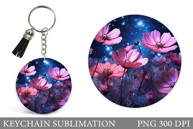 Flowers Keychain Design. 3D Flowers Keychain Sublimation example image 1