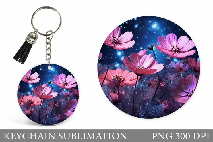 Flowers Keychain Design. 3D Flowers Keychain Sublimation