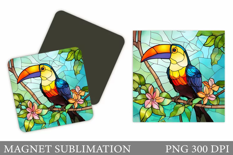 Toucan Magnet Design. Stained Glass Toucan Magnet