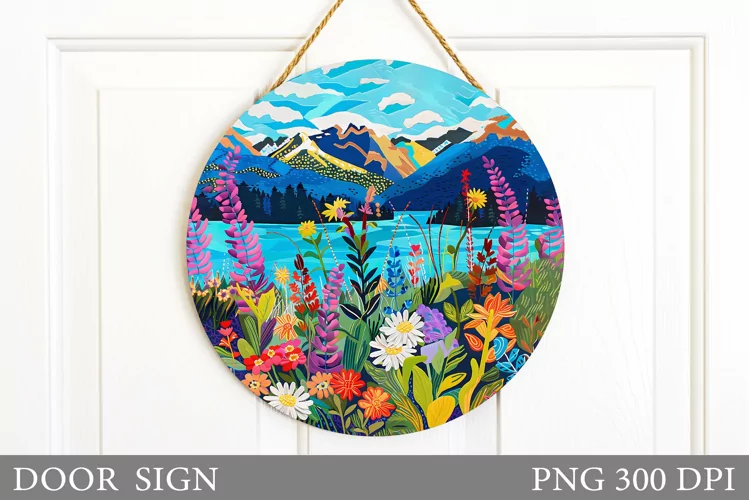 Floral Door Sign Sublimation. Flowers Door Sign Design