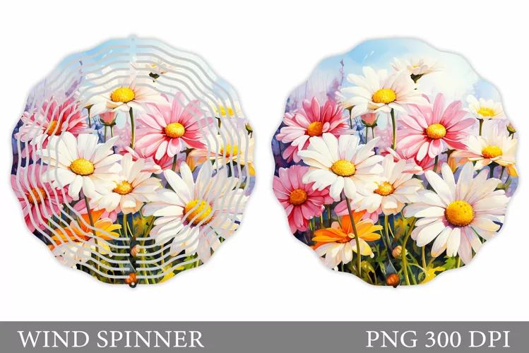 Daisy Flowers Wind Spinner. Flowers Spinner Sublimation