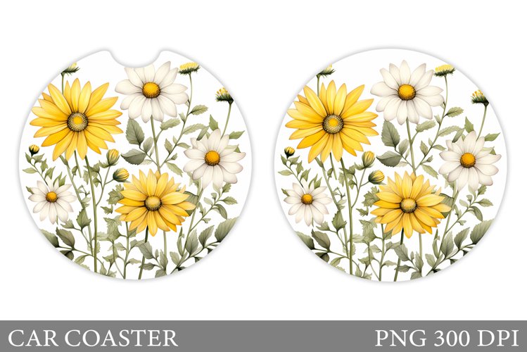 Daisy Flowers Car Coaster. Flowers Car Coaster Design
