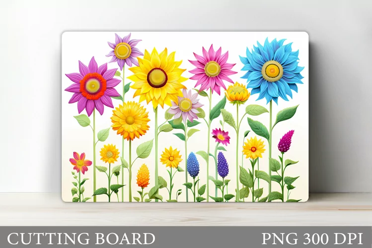 Flowers Cutting Board. Kitchen Cutting Board Template