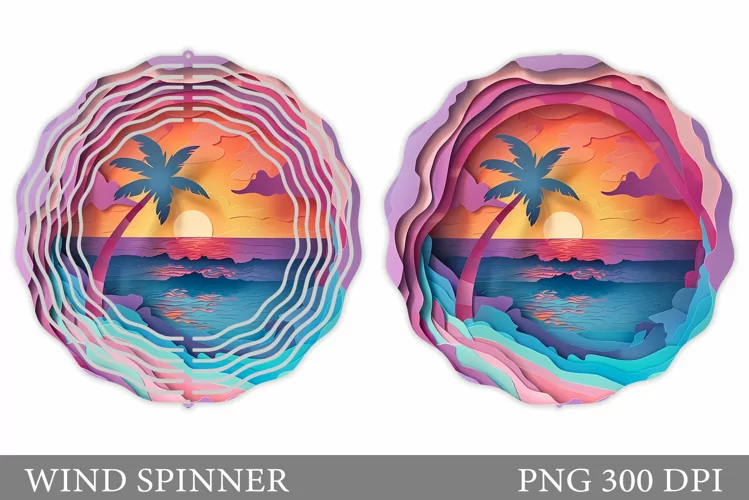 Sea Wind Spinner Sublimation. Sunset Wind Spinner Design