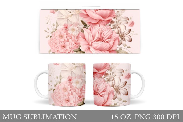 Flowers Mug Wrap Sublimation. Flowers Mug Wrap Design