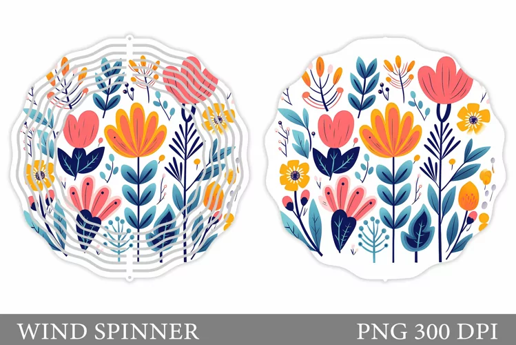 Flowers Wind Spinner. Colorful Flowers Wind Spinner Design