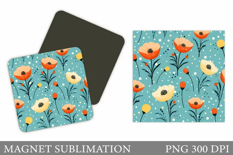 Flowers Magnet Design. Wildflowers Square Magnet