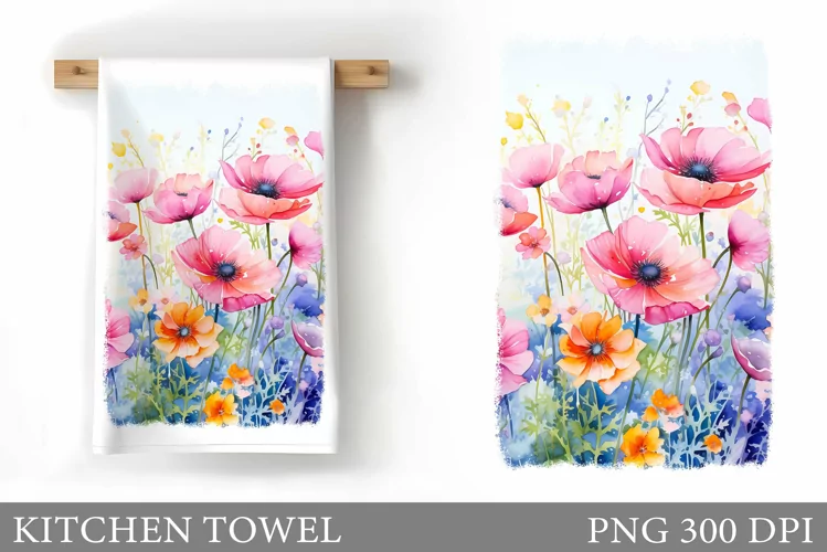 Flowers Kitchen Towel. Wildflowers Kitchen Towel