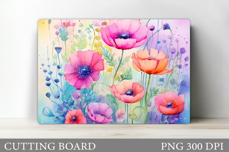 Flowers Cutting Board Sublimation. Wildflowers Cutting Board