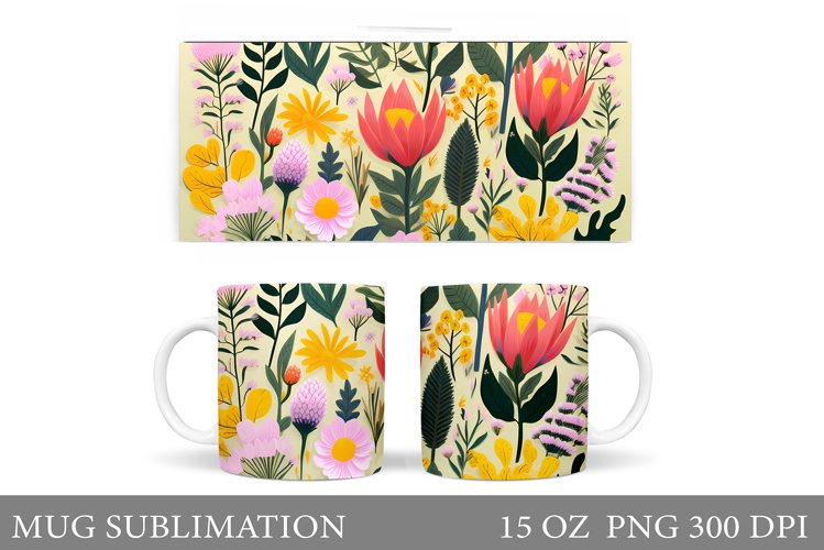 Flowers Mug Wrap Design. Wildflowers Mug (3280540)