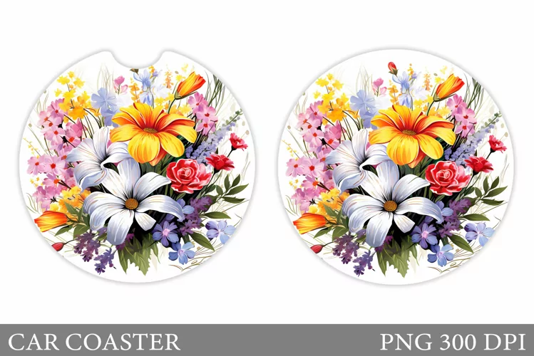 Flowers Car Coaster Design. Flowers Car Coaster Sublimation