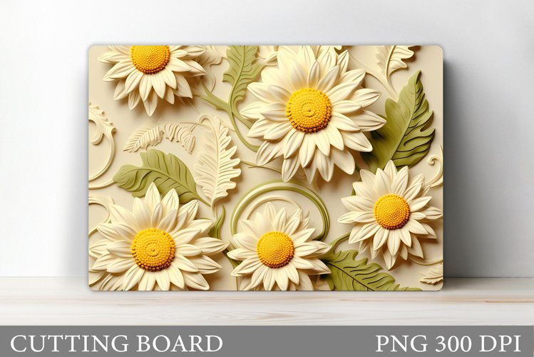 Daisy Flowers Cutting Board. Flowers Kitchen Cutting Board example image 1