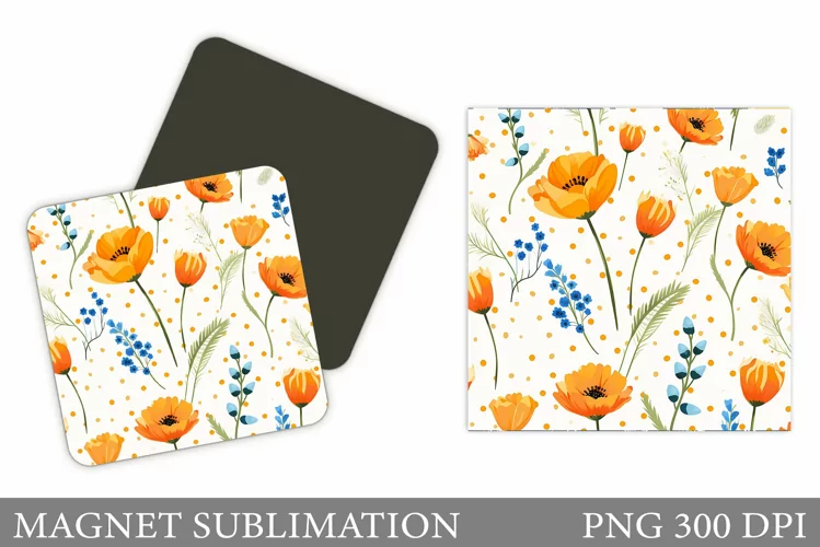Flowers Magnet. Wildflowers Magnet Sublimation