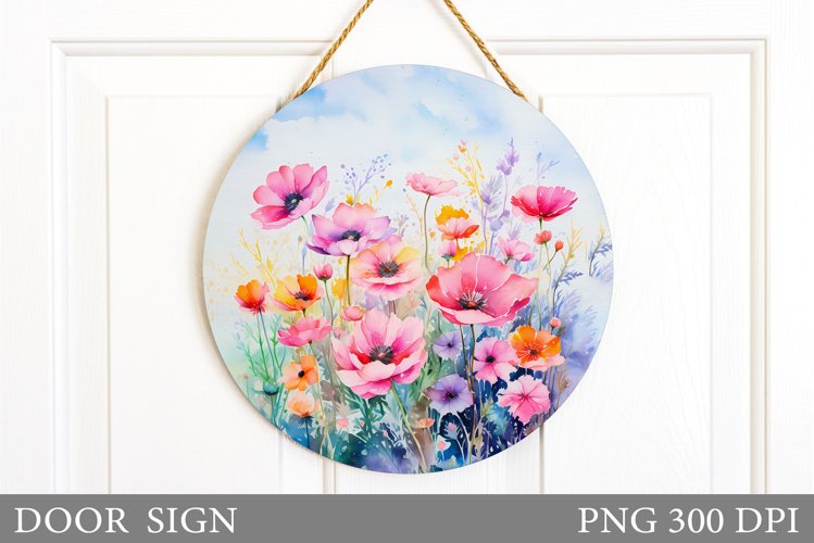 Wildflowers Door Sign Sublimation. Flowers Door Sign Design