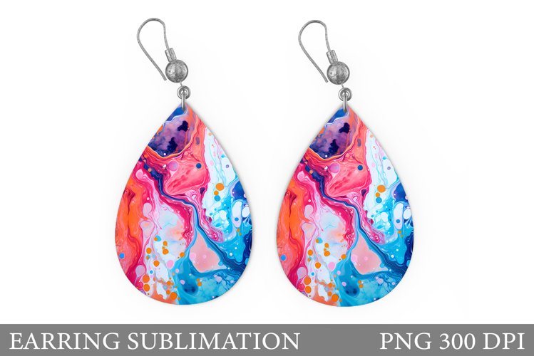 Abstract Earring Sublimation. Teardrop Abstract Earring