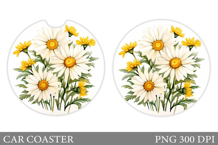 Daisy Flowers Car Coaster. Flowers Car Coaster Design