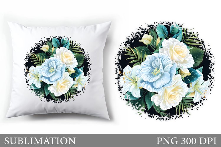 Flowers Pillow Sublimation. Floral Sublimation example image 1