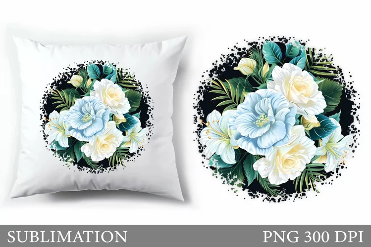 Flowers Pillow Sublimation. Floral Sublimation