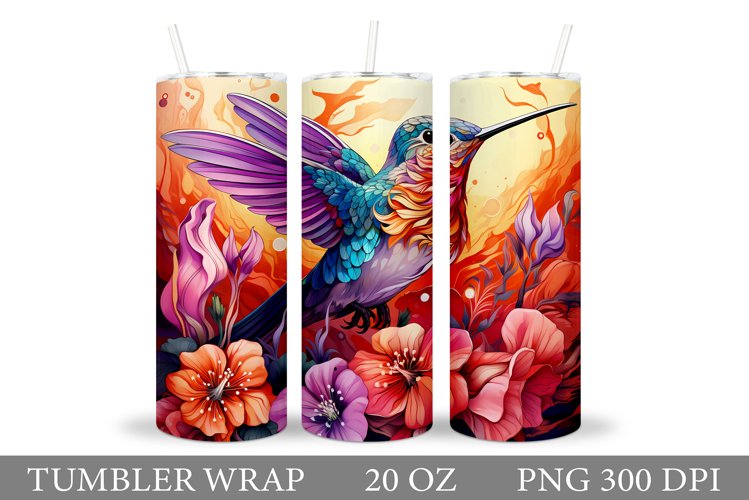 Hummingbird Tumbler. Hummingbird Flowers Tumbler Design