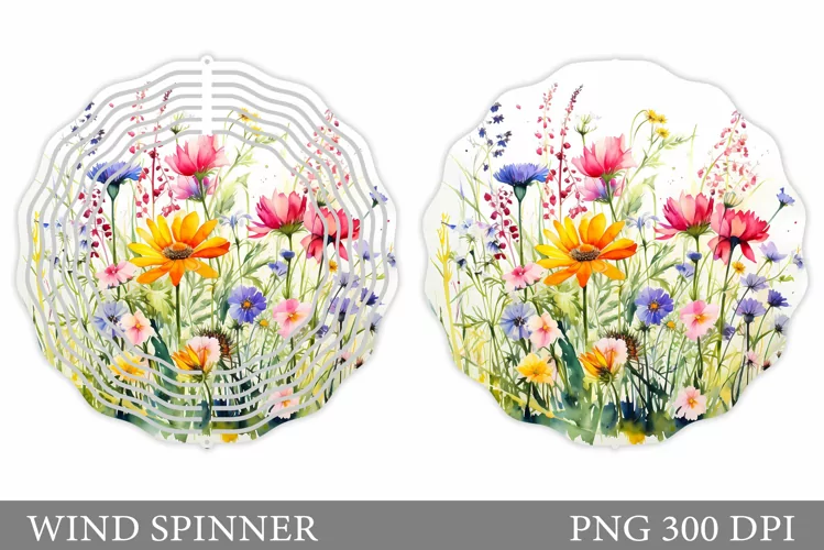 Wildflowers Wind Spinner. Summer Flowers Wind Spinner Design