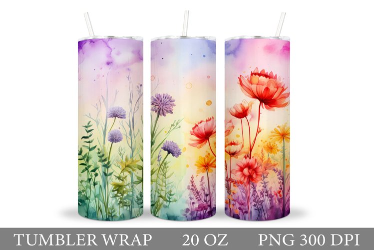 Flowers Tumbler Wrap Design. Floral Tumbler Sublimation