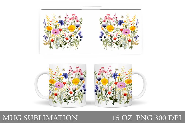 Flowers Mug Sublimation. Wildflowers Mug Design example image 1
