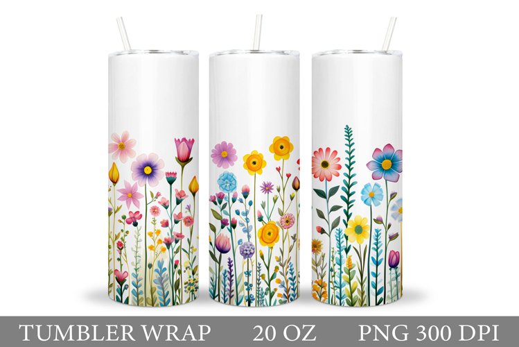 Flowers Tumbler Design. Wildflowers Tumbler Sublimation