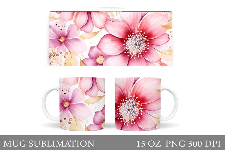 Flowers Mug Wrap Sublimation. Flowers Mug Wrap Design