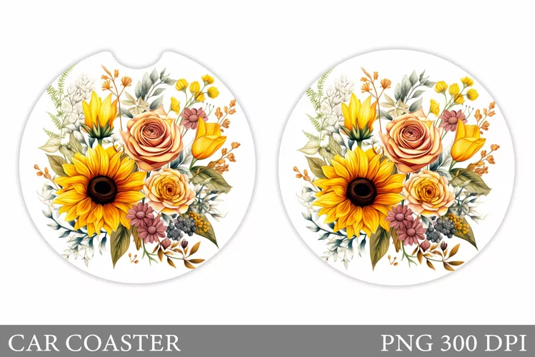 Sunflowers Car Coaster. Sunflowers Coaster Sublimation