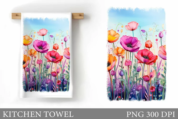 Flowers Kitchen Towel. Wildflowers Kitchen Towel