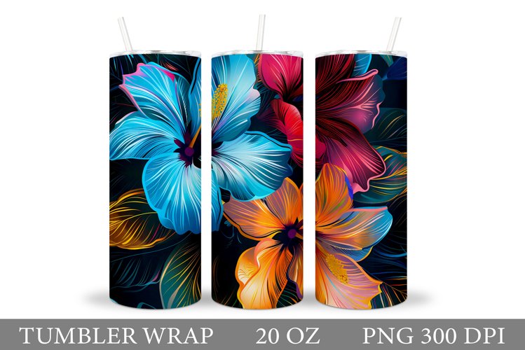 Flowers Tumbler Wrap Design. Sublimation Tumbler Flowers