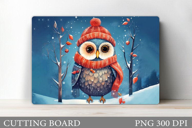 Winter Owl Cutting Board. Christmas Cutting Board