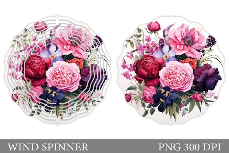 Flowers Wind Spinner Design. Floral Wind Spinner Sublimation example image 1