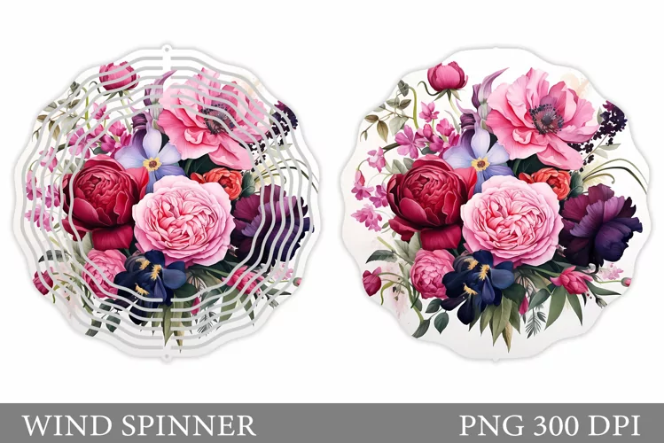 Flowers Wind Spinner Design. Floral Wind Spinner Sublimation