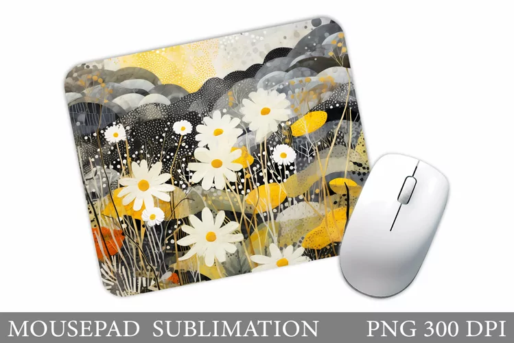 Daisy Flowers Mouse Pad. Flowers Mouse Pad Sublimation