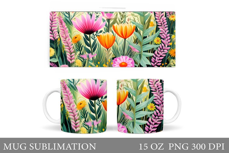 Flowers Mug Sublimation. Wildflowers Mug Design example image 1